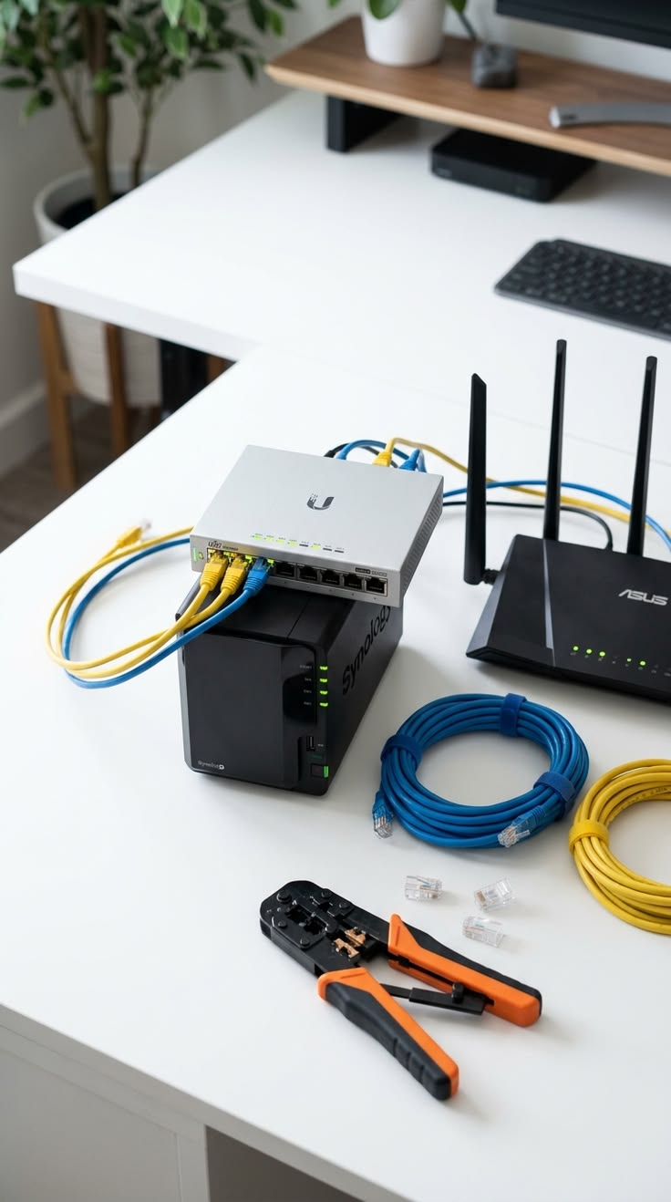 Structured Cat6 Cabling & Router Setup Table View